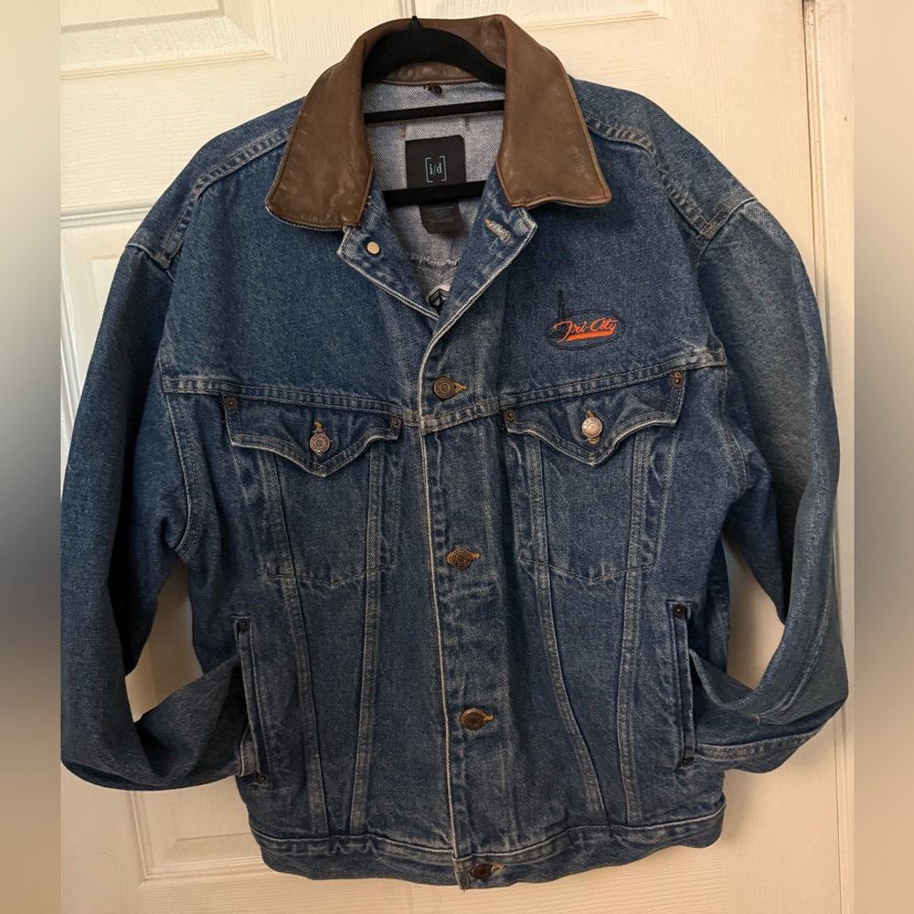 Denim Jacket with Brown Collar